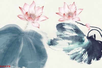 Tải file Tranh hoa sen cá cửu ngư quần hội S4379 (gốc) chủ đề tôn giáo