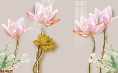 Hình ảnh file gốc Tranh hoa sen cá cửu ngư quần hội S4387 (chất lượng cao)