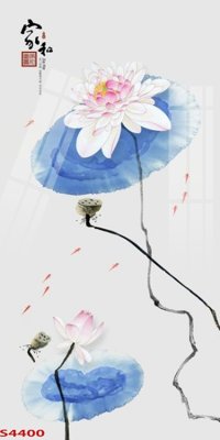 File tranh in tráng gương Tranh hoa sen cá cửu ngư quần hội S4400 (siêu nét)