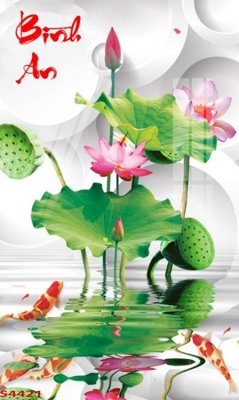 File gốc Tranh hoa sen cá cửu ngư quần hội S4421 (in ấn) không giới hạn