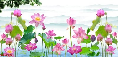 File ảnh gốc Tranh hoa sen cá cửu ngư quần hội S4425 không vỡ nét