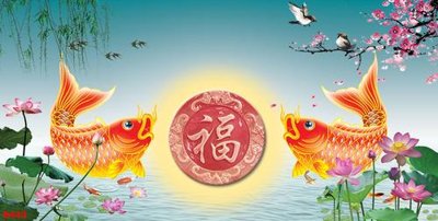 Hình ảnh file gốc Tranh cửu ngư quần hội sen cá S443 (chất lượng cao)