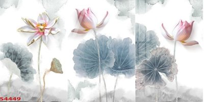 File in lụa Tranh hoa sen cá cửu ngư quần hội S4449 (phong cảnh) Tranh hoa sen cá cửu ngư quần hội S4449