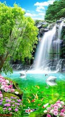 Tải file Tranh hoa sen cá cửu ngư quần hội S4468 (gốc) làm tranh treo tường