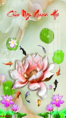 File tranh trang trí Tranh hoa sen cá cửu ngư quần hội S4469 (file gốc)
