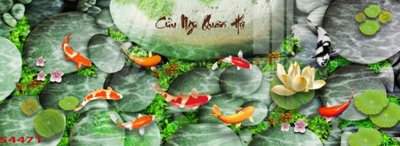 File gốc Tranh hoa sen cá cửu ngư quần hội S4471 (cho in ấn) từ Filetranh.com
