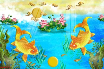 Tải file gốc Tranh hoa sen cá cửu ngư quần hội S4477 (bản PSD) chỉnh sửa được