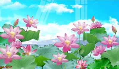 File gốc Tranh hoa sen cá cửu ngư quần hội S4507 (chuẩn CMYK) cho nhà in