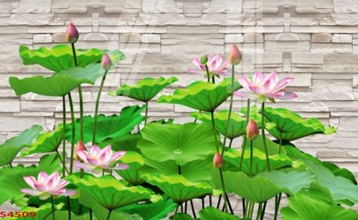 File in lụa Tranh hoa sen cá cửu ngư quần hội S4509 (chất lượng cao) Tranh hoa sen cá cửu ngư quần hội S4509