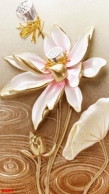 File tranh PSD Tranh cửu ngư quần hội sen cá S451 chất lượng cao