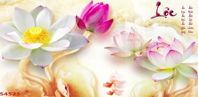 File tranh ảnh gốc Tranh hoa sen cá cửu ngư quần hội S4525 dùng cho in khổ lớn