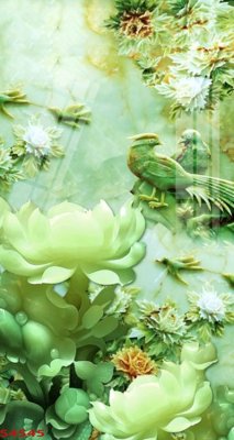 File in lụa Tranh hoa sen cá cửu ngư quần hội S4545 (tân cổ điển) Tranh hoa sen cá cửu ngư quần hội S4545