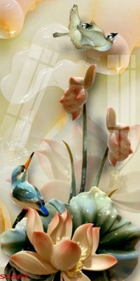 File tranh Tranh hoa sen cá cửu ngư quần hội S4567 (ảnh gốc) cho in ấn kỹ thuật số