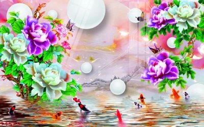 File tranh Tranh hoa sen cá cửu ngư quần hội S4579 (gốc) in film