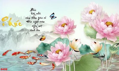 Tải file Tranh cửu ngư quần hội sen cá S458 (gốc) chủ đề hoa sen