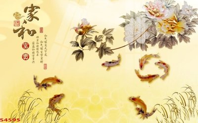 File gốc Tranh hoa sen cá cửu ngư quần hội S4595 (bản quyền) cho in ấn