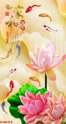 Download file gốc Tranh hoa sen cá cửu ngư quần hội S4635 (in mica) logo