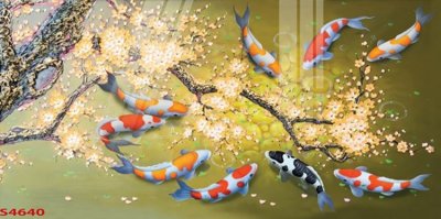 File gốc Tranh hoa sen cá cửu ngư quần hội S4640 (AI/EPS) cho in ấn