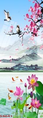 File tranh gốc Tranh hoa sen cá cửu ngư quần hội S4641 (sắc nét từng chi tiết)