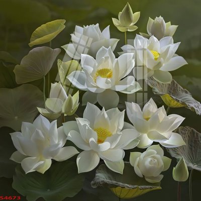 Tải file Tranh hoa sen cá cửu ngư quần hội S4673 (gốc) làm file in ấn