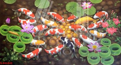 File in trần Tranh hoa sen cá cửu ngư quần hội S4680 (file gốc) chủ đề vũ trụ