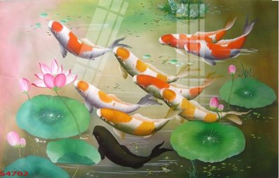 File gốc Tranh hoa sen cá cửu ngư quần hội S4702 (vector) cho in ấn