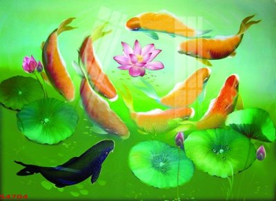File tranh Tranh hoa sen cá cửu ngư quần hội S4704 (gốc) chủ đề tĩnh vật