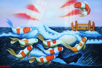 File tranh PSD Tranh hoa sen cá cửu ngư quần hội S4706 chất lượng cao