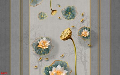 File tranh gốc Tranh cửu ngư quần hội sen cá S471 (bản quyền) Filetranh.com