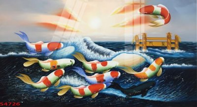 File tranh Tranh hoa sen cá cửu ngư quần hội S4726 (ảnh gốc) chi tiết rõ ràng