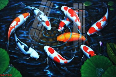 File in lụa Tranh hoa sen cá cửu ngư quần hội S4730 (tân cổ điển) Tranh hoa sen cá cửu ngư quần hội S4730