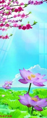 File ảnh Tranh hoa sen cá cửu ngư quần hội S4738 (gốc) in poster