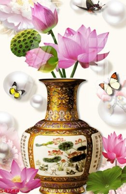 Tải file Tranh hoa sen cá cửu ngư quần hội S4744 (gốc) làm tranh treo tường