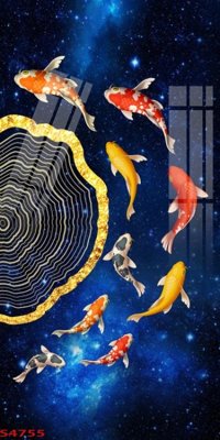 File gốc Tranh hoa sen cá cửu ngư quần hội S4755 (trang trí) phòng làm việc