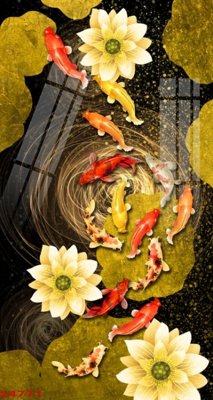 File gốc Tranh hoa sen cá cửu ngư quần hội S4771 (thiết kế) độc quyền