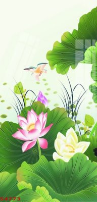 File gốc Tranh hoa sen cá cửu ngư quần hội S4773 (cho in ấn) độc quyền