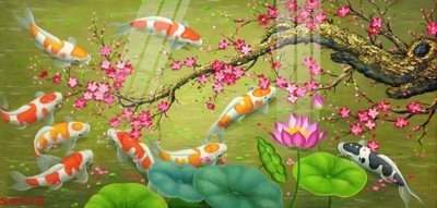 Mua file tranh gốc Tranh hoa sen cá cửu ngư quần hội S4775 tại Filetranh.com