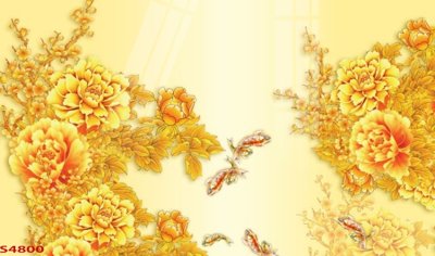 Tải file Tranh hoa sen cá cửu ngư quần hội S4800 (ảnh gốc) in gạch 3D