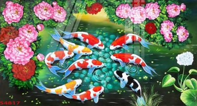Tệp tin gốc Tranh hoa sen cá cửu ngư quần hội S4817 (chất lượng) Tranh hoa sen cá cửu ngư quần hội S4817