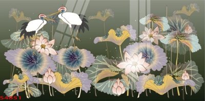 File ảnh gốc Tranh hoa sen cá cửu ngư quần hội S4851 (chuyên in mica)