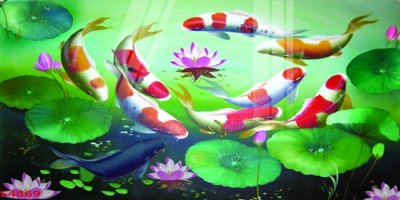 File in ấn chuyên nghiệp Tranh hoa sen cá cửu ngư quần hội S4869 (file gốc)