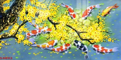 File gốc Tranh hoa sen cá cửu ngư quần hội S4893 (cho in UV) siêu nét