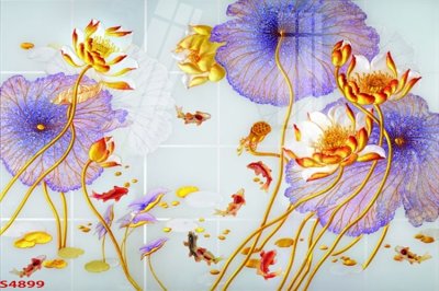 File gốc Tranh hoa sen cá cửu ngư quần hội S4899 (PSD/TIFF) độ phân giải cao