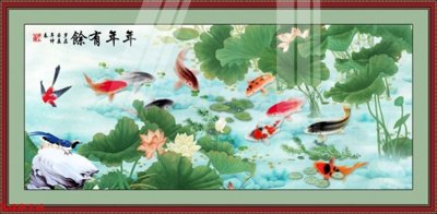 Tải file Tranh hoa sen cá cửu ngư quần hội S4916 (gốc) làm file thiết kế