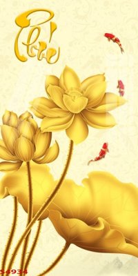 File tranh Tranh hoa sen cá cửu ngư quần hội S4934 (bản gốc) in canvas