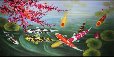 Tệp tin gốc Tranh cửu ngư quần hội sen cá S494 (dùng cho in) Tranh cửu ngư quần hội sen cá S494