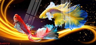 File tranh trang trí Tranh hoa sen cá cửu ngư quần hội S4972 (file gốc)