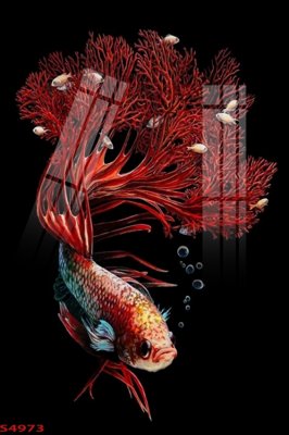 File tranh trang trí Tranh hoa sen cá cửu ngư quần hội S4973 (tải file gốc)