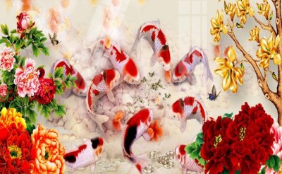 Tải file gốc Tranh hoa sen cá cửu ngư quần hội S4979 dùng cho in ấn