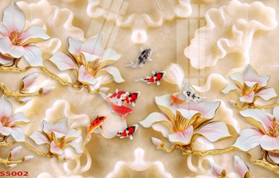 File tranh Tranh hoa sen cá cửu ngư quần hội S5002 (gốc) chủ đề thành phố